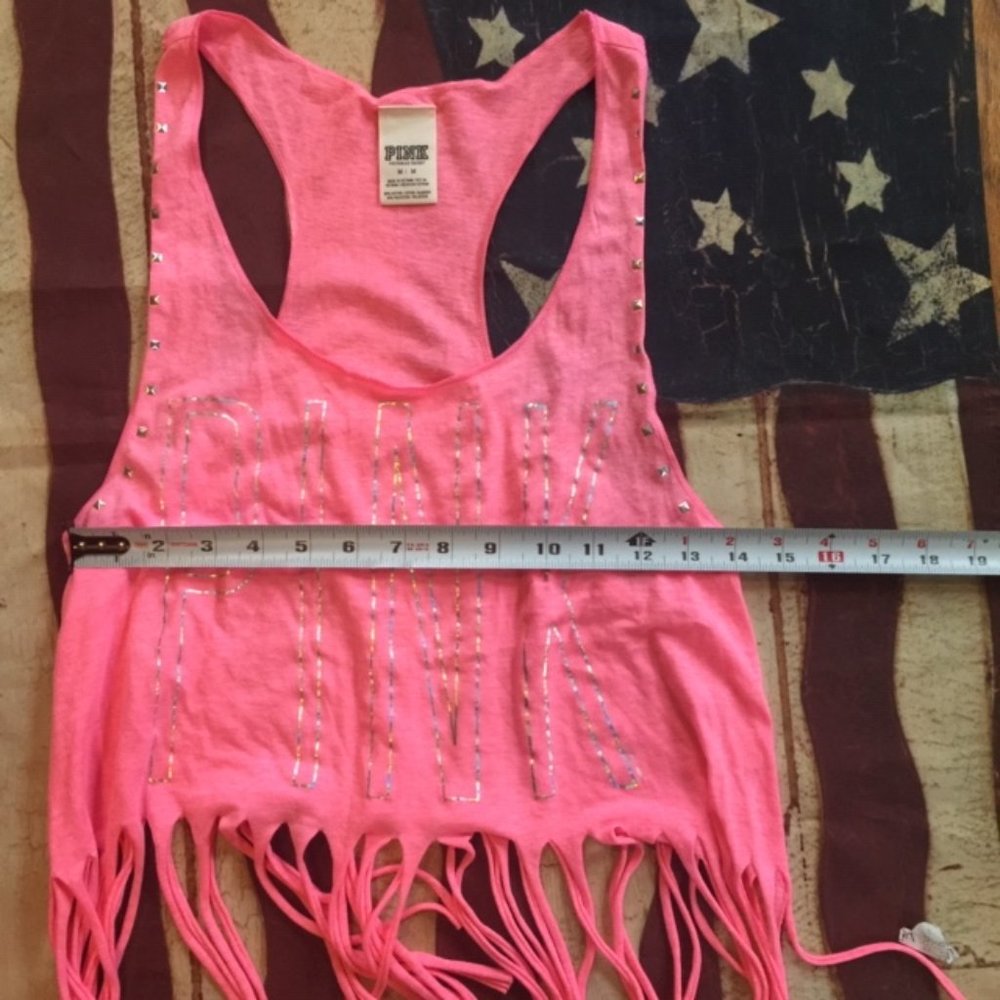 Vs pink M cropped fringe tank top - Picture 4 of 5